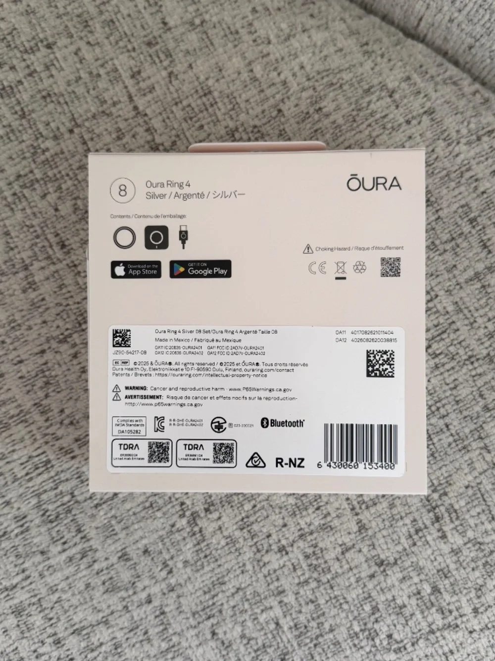 Oura Ring Gen 4 Smart Ring Silver Size 8 New Sealed in Box